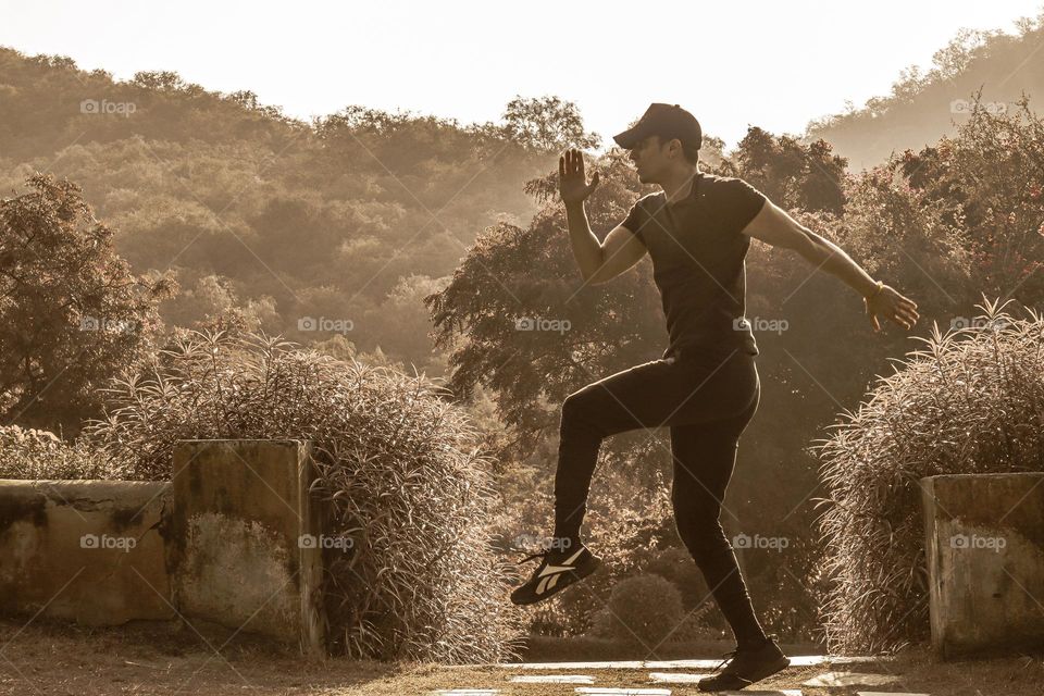 Morning routine workout.