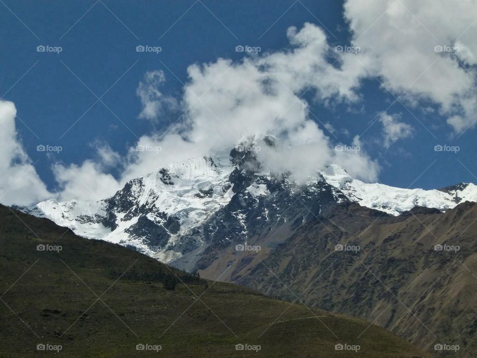 Snow capped mountain in peru