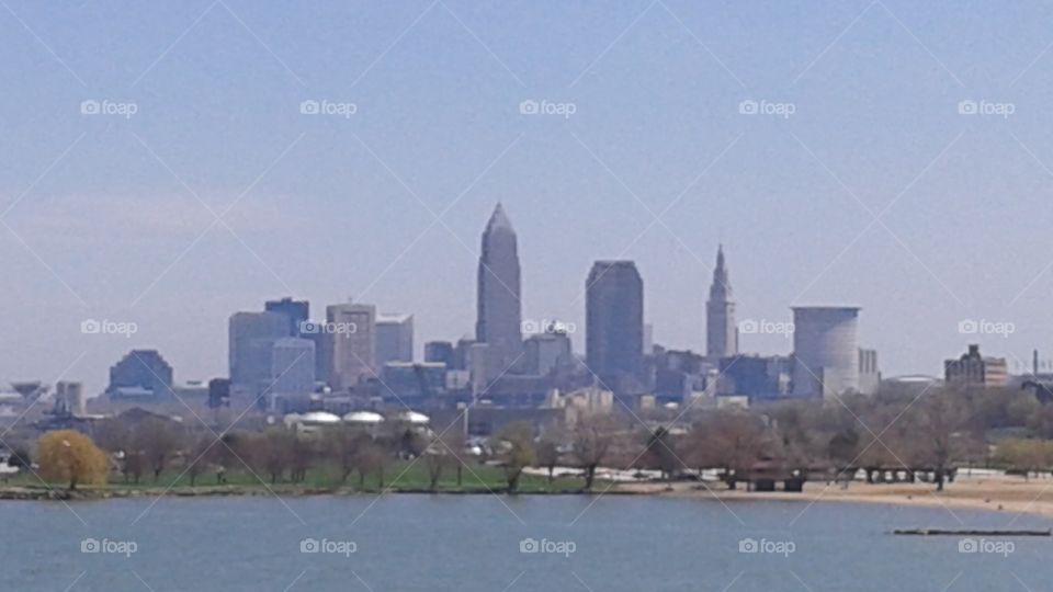 Cleveland Skyline. The view of Cleveland from Edgewater Park