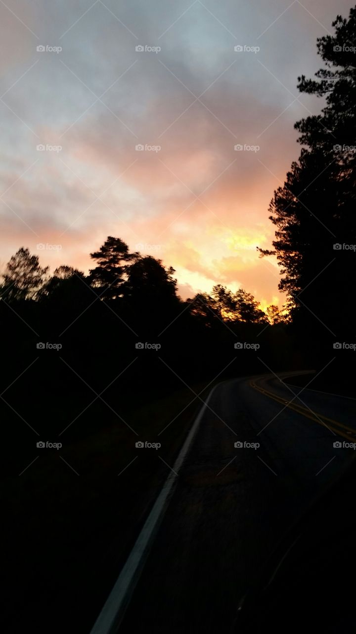 sunset just around the curve