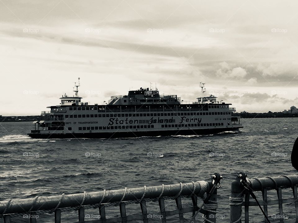 Staten Island Ferry, NYC, black and white