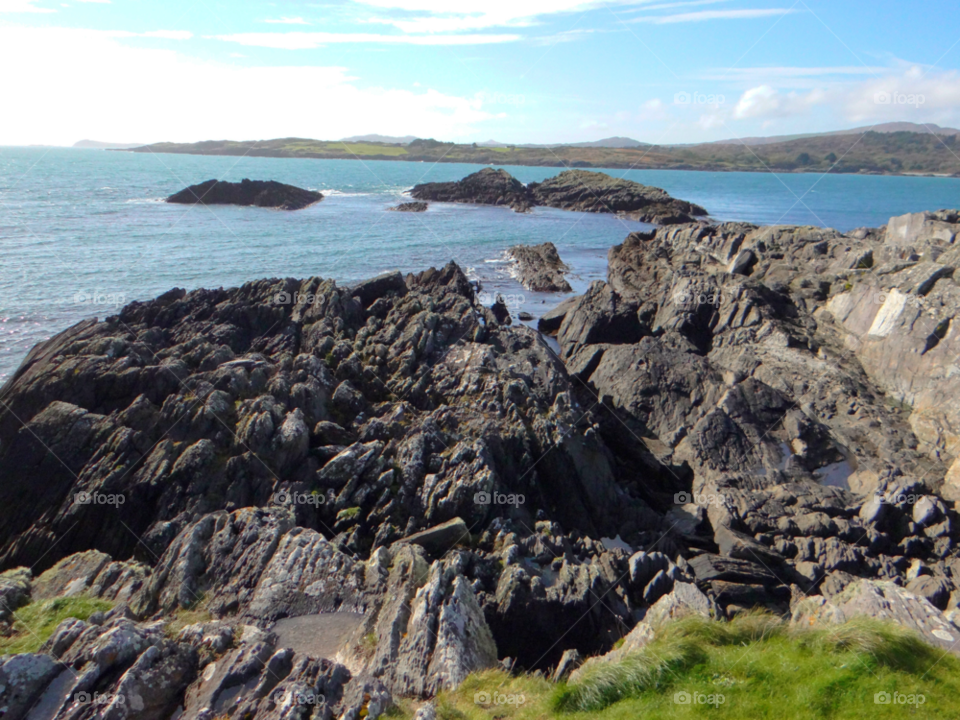 ocean ireland grass rocks by kshapley