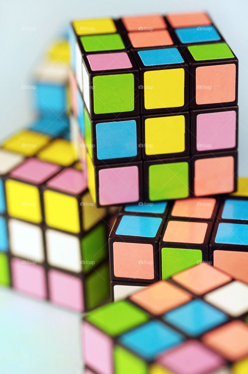 Pastel Colored Puzzle Cubes