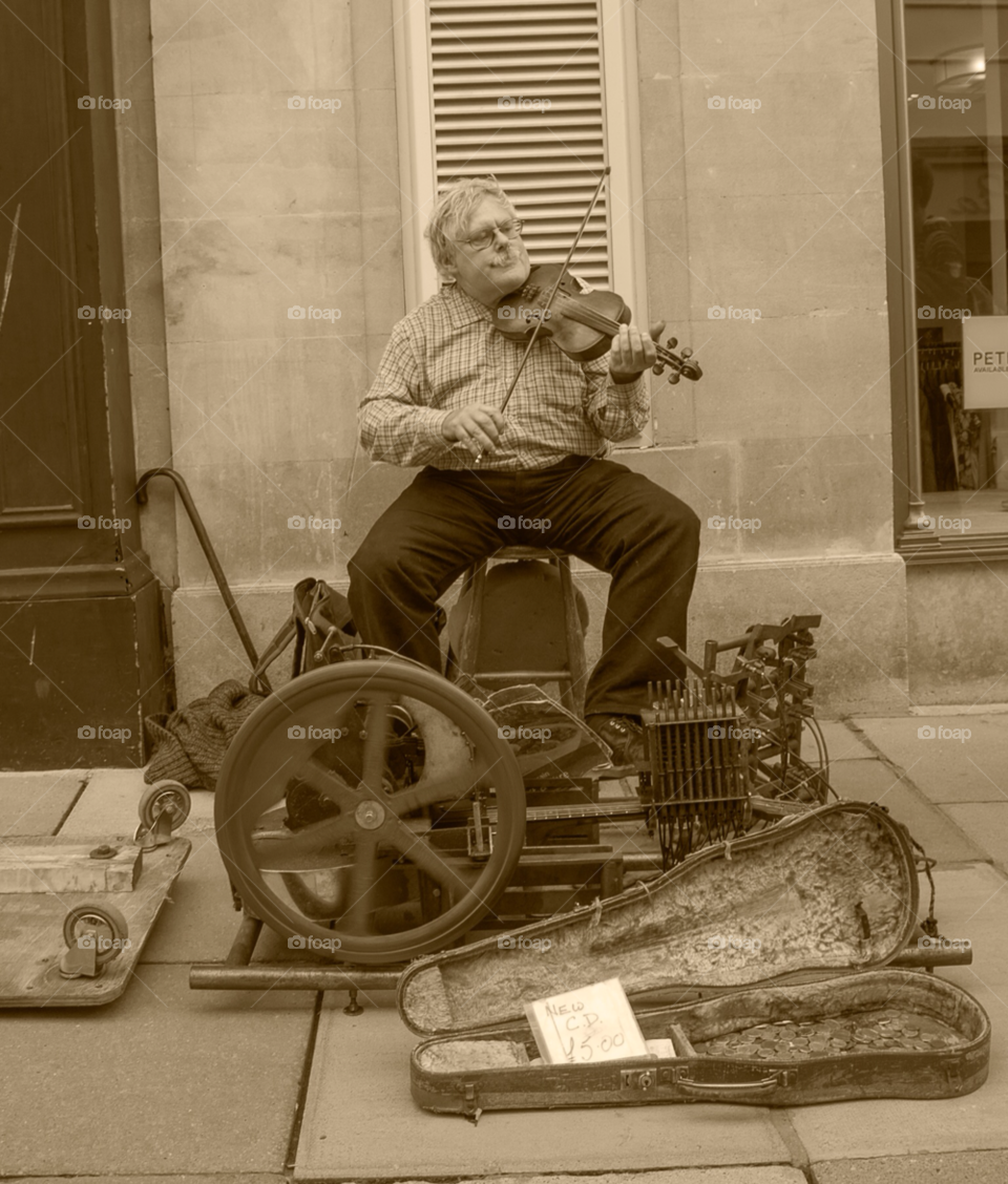 violin bath old man sepia by gaillewisbraznell