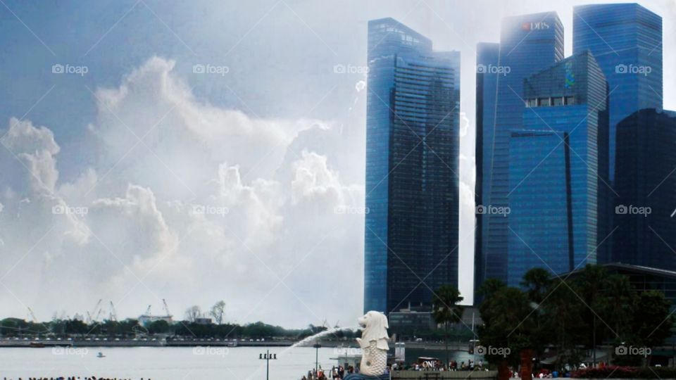 This Merlion statue is a mythical creature that is widely used as a mascot and national personification of Singapore.