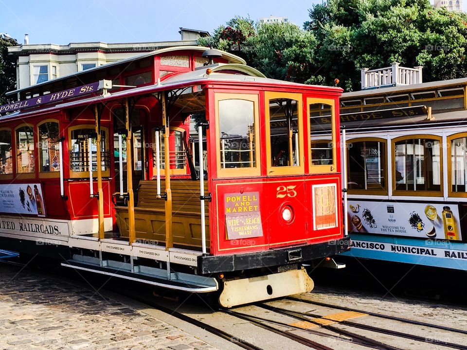The famous cable car of San Francisco, CA.