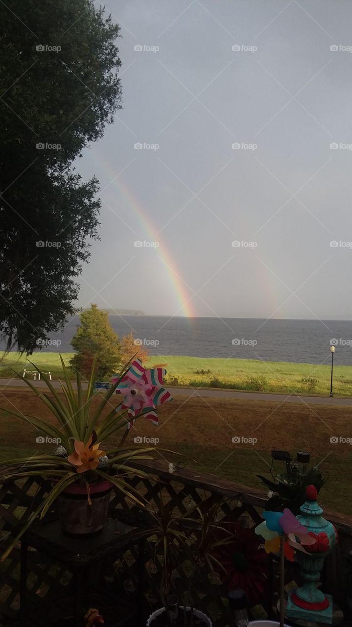 Rainbow over the lake in Florida 