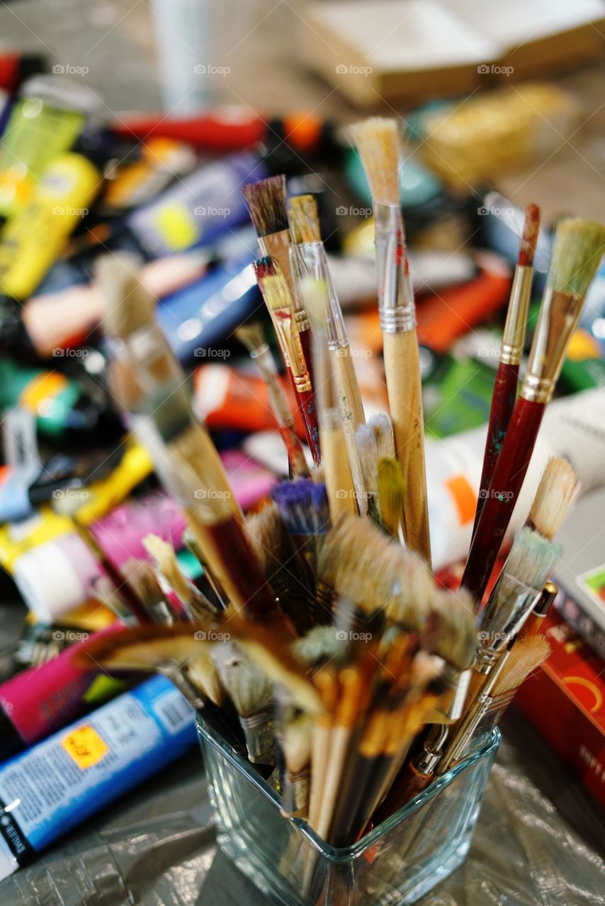Bunch of paintbrushes