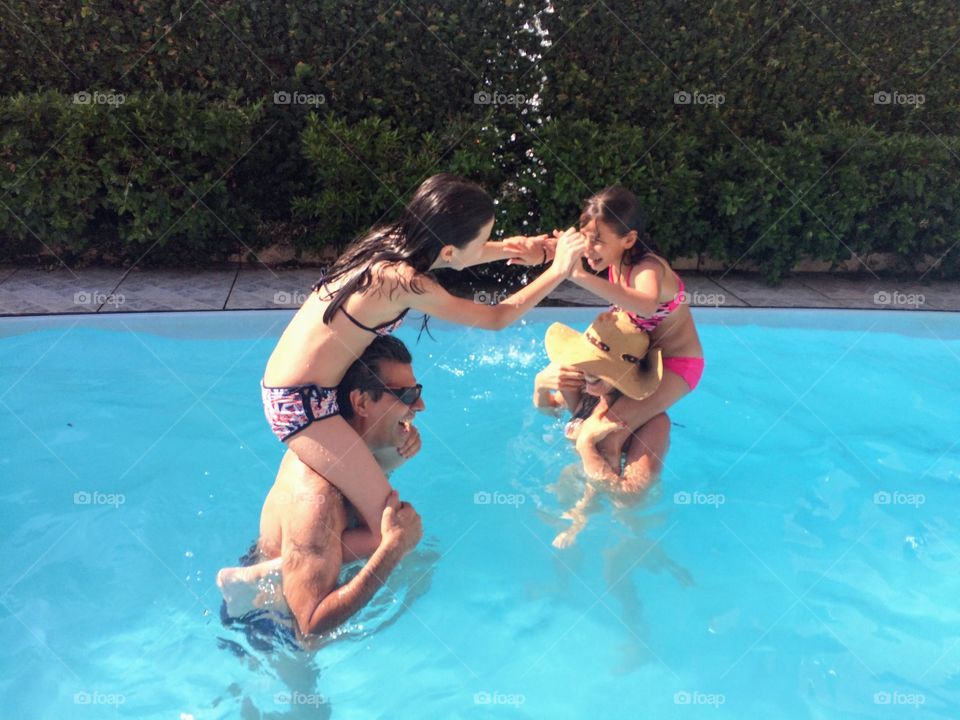 Fun moment-Family fun by the pool