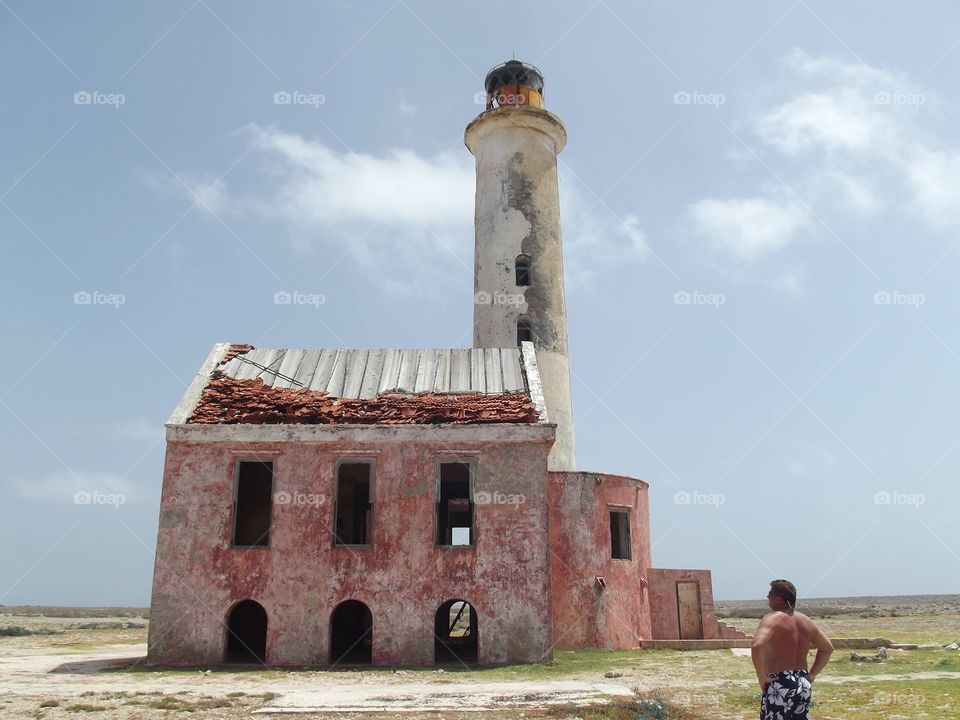 Lighthouse. Secluded island lighthouse 