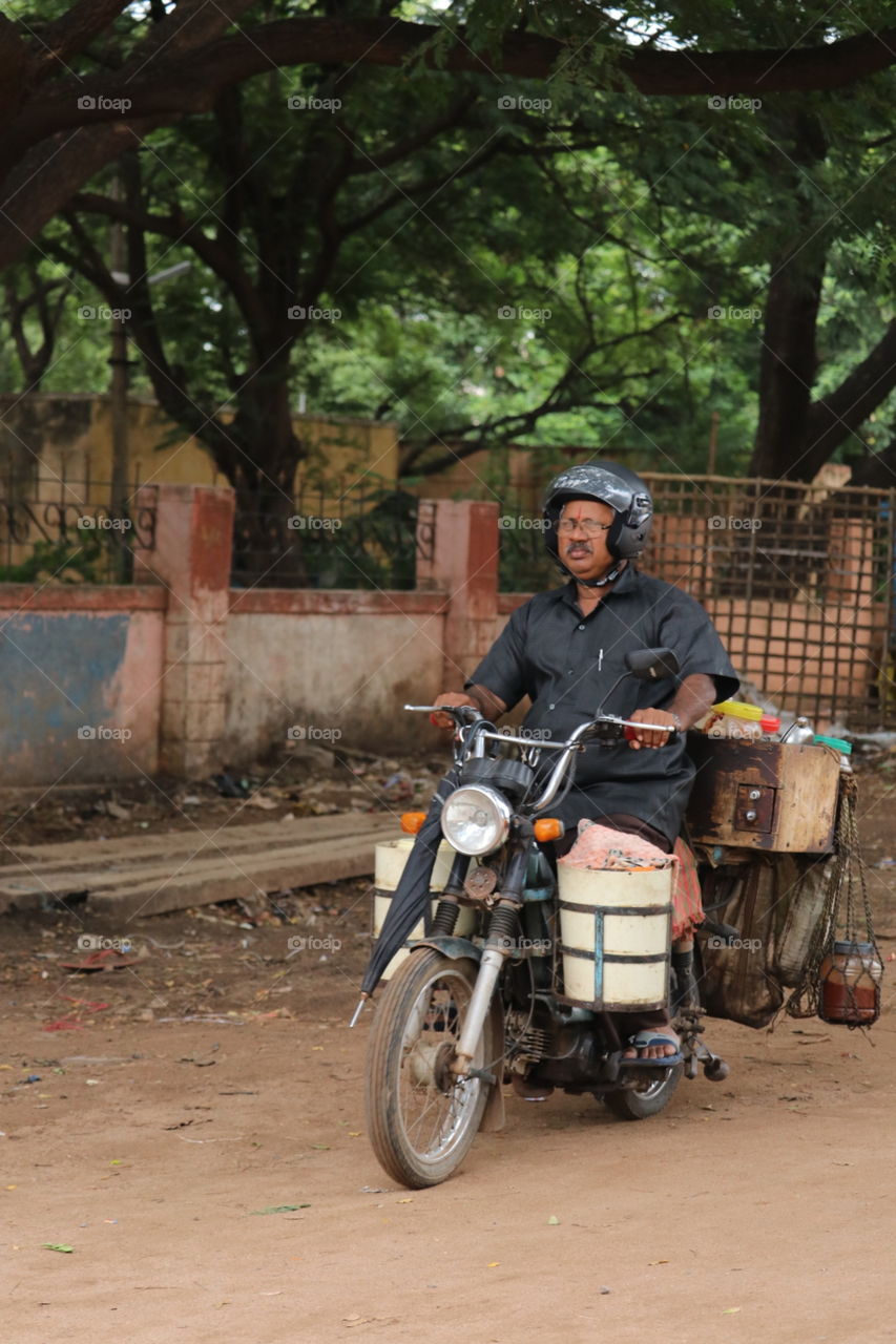 biker carrying stuff