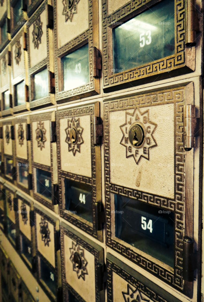 Post Office. Old post office boxes