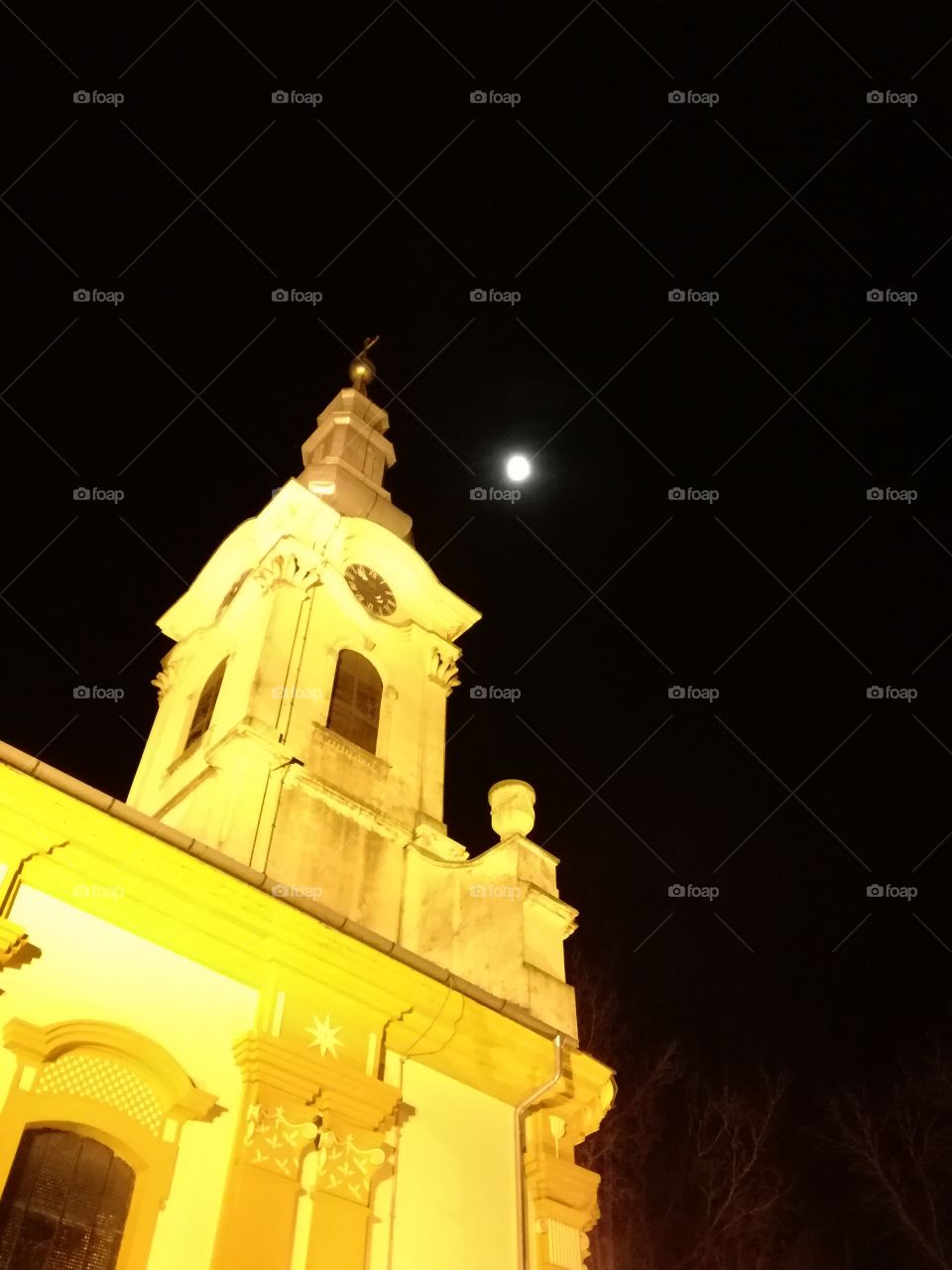 church and the moon