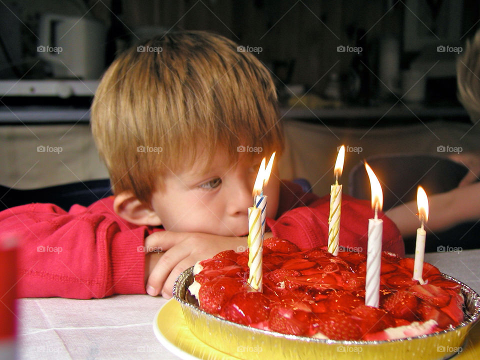nykøbing. sjælland. denmark boy. birthday.  5 years. happy. candles. cake. flames. strawberries. by snutten
