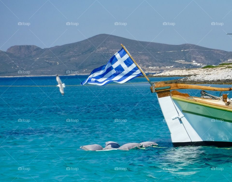 Sailing in the Aegean Sea off of the coast of Paros Greece