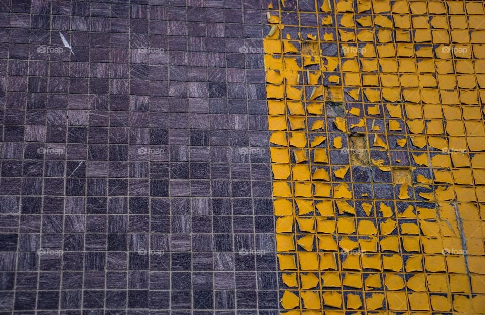 Directly shot above of tiled wall