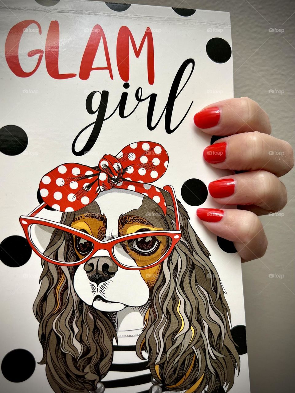 Cavaliers and red nail manicure 