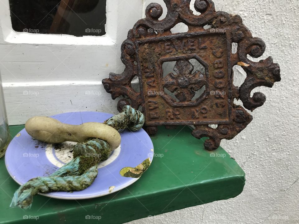 An anchor from a day long since past, very authentic could it be any rustier haha.