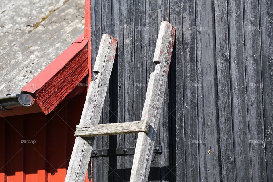 Wooden ladder in a rural county side