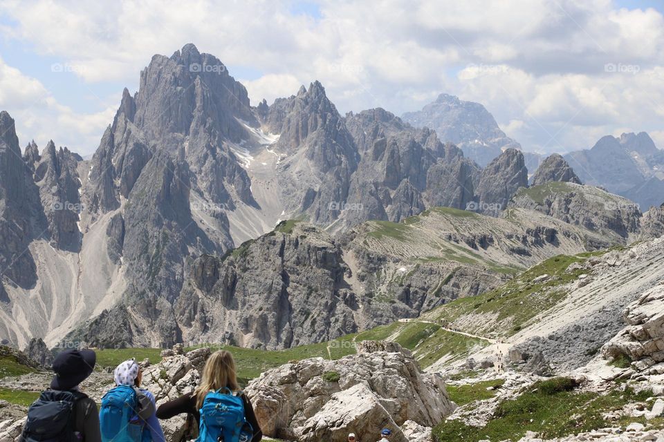 Hikers admiring the beautiful mountain 