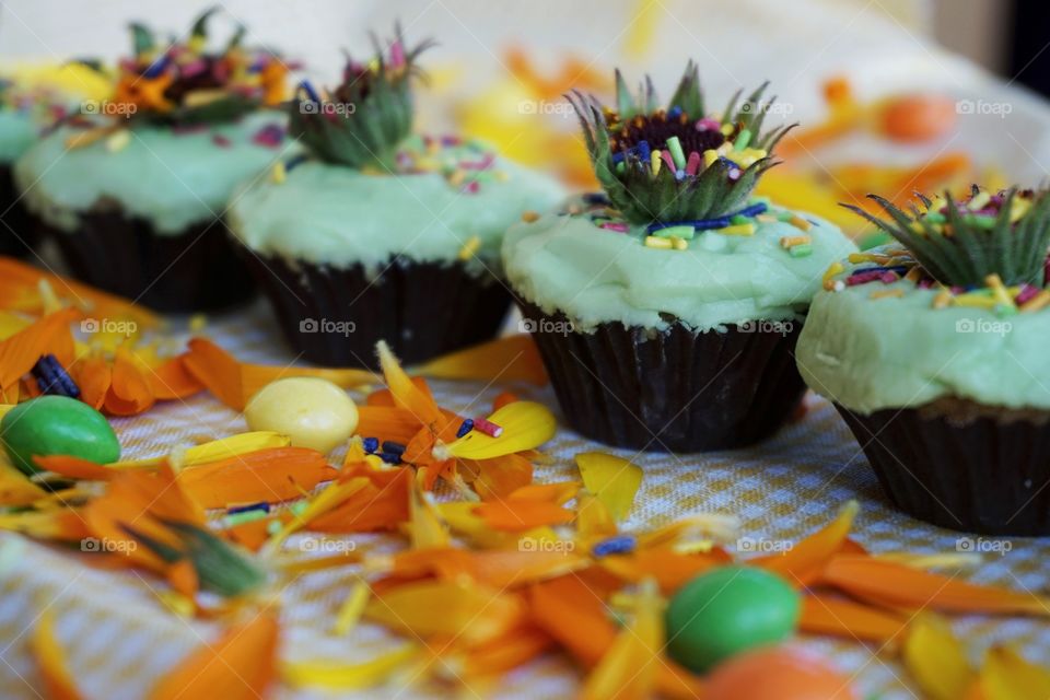 Arranging cupcakes