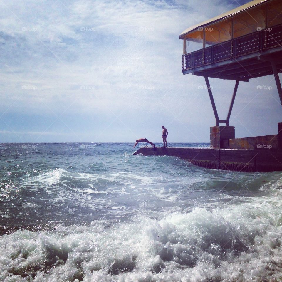 People at the autumn sea 