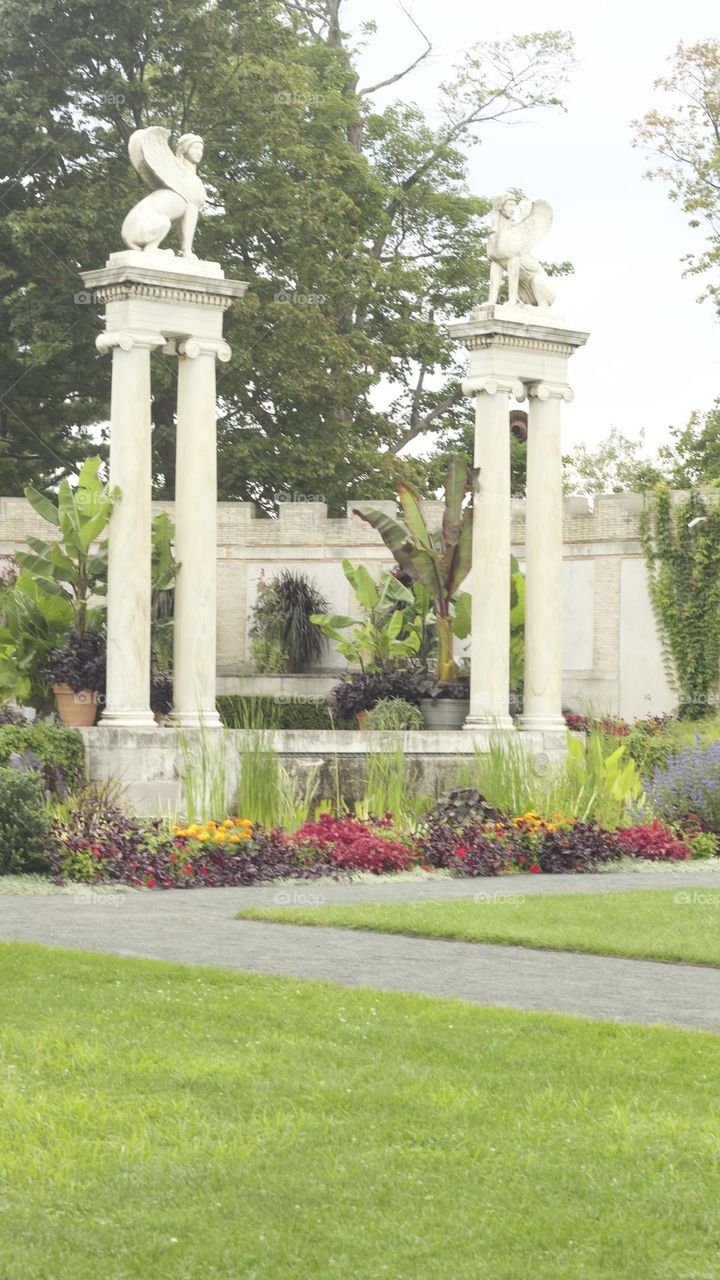 Pillars in a garden 