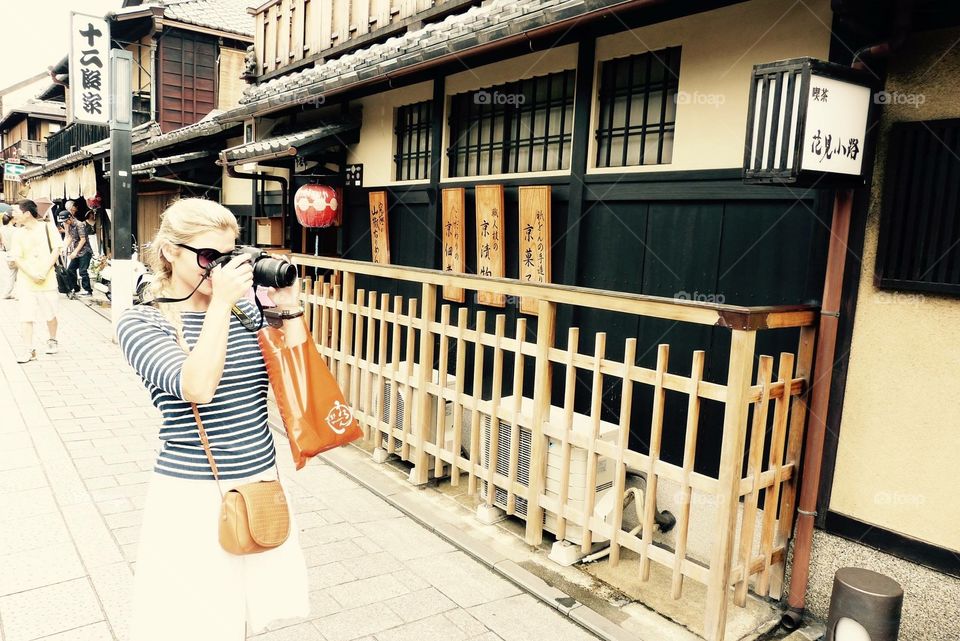 Taking in the traditional backstreets of Kyoto. 