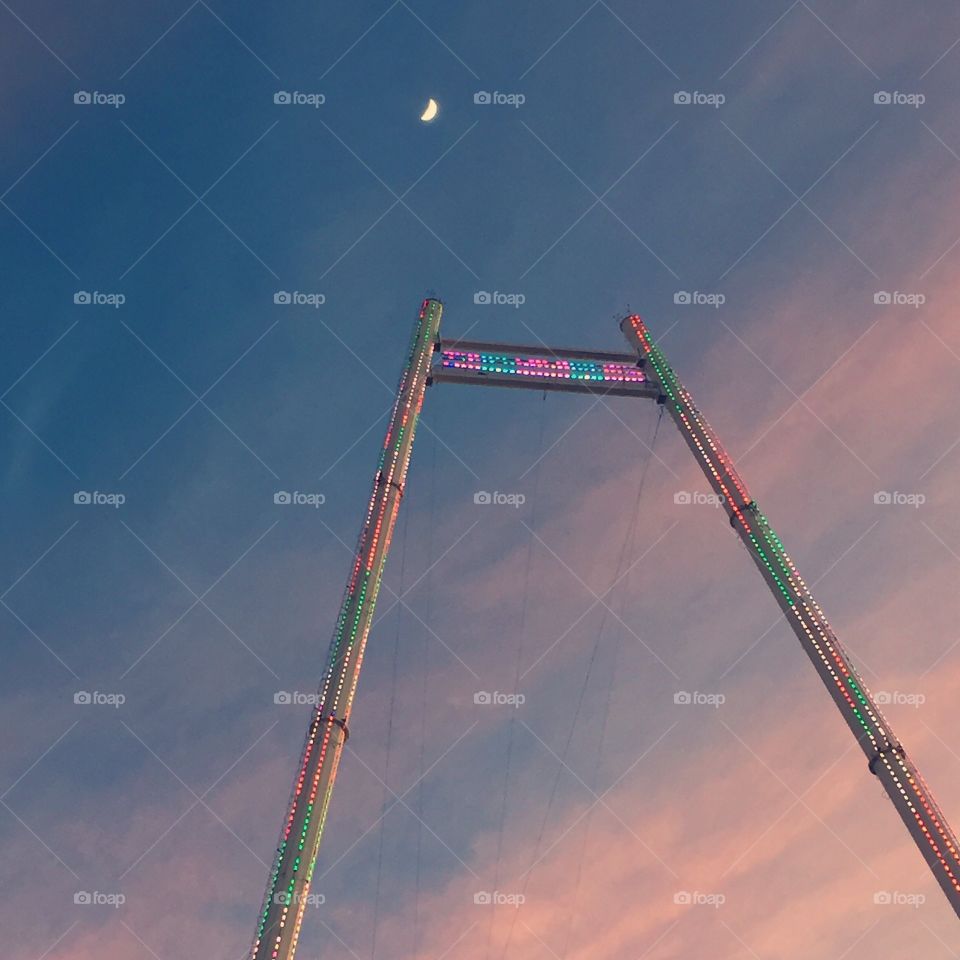 Sunset, moon and some lights