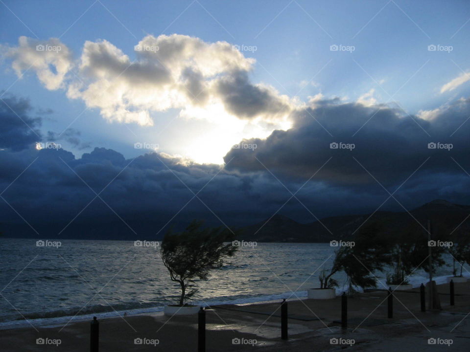 Windy sea coast