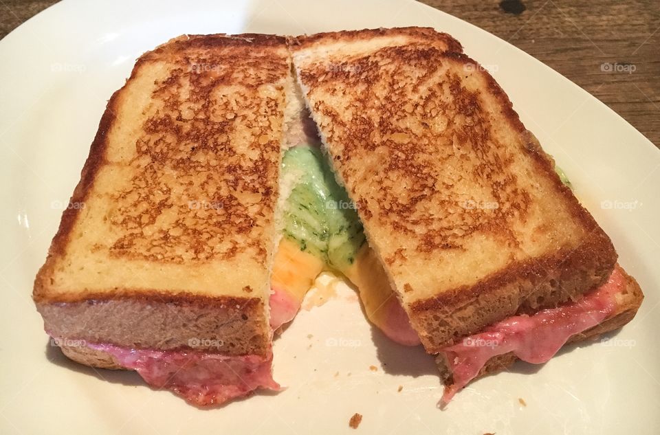 Rainbow color cheese toast