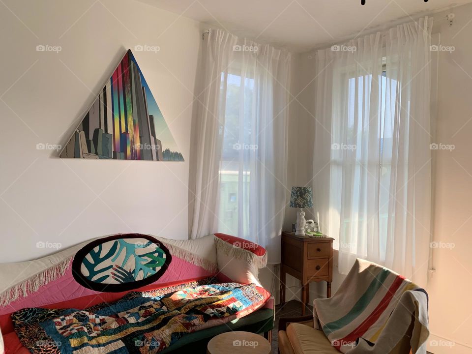 Absolutely amazing interior design of a living room in an airbnb I visited.