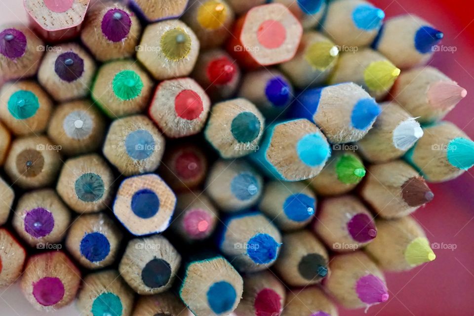 Faber-Castell coloured pencil points close up ...