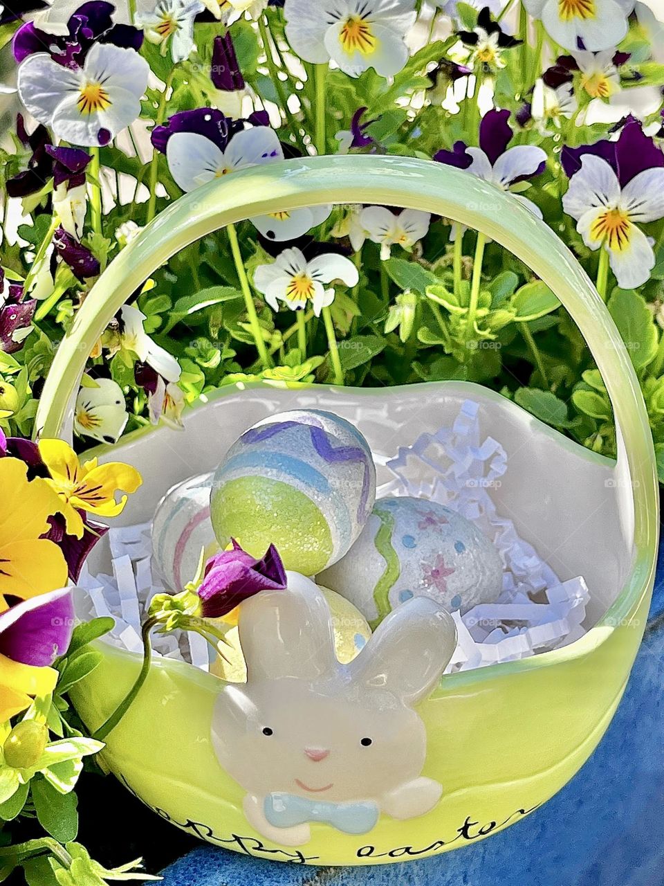 Mint Green Easter Basket in Flowers