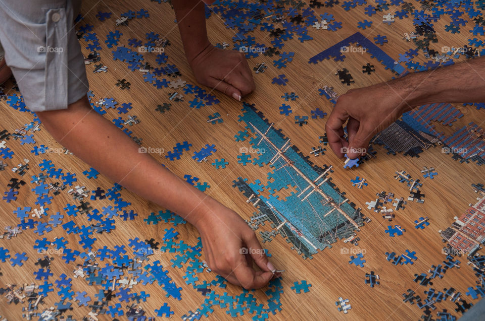 Working together on a puzzle