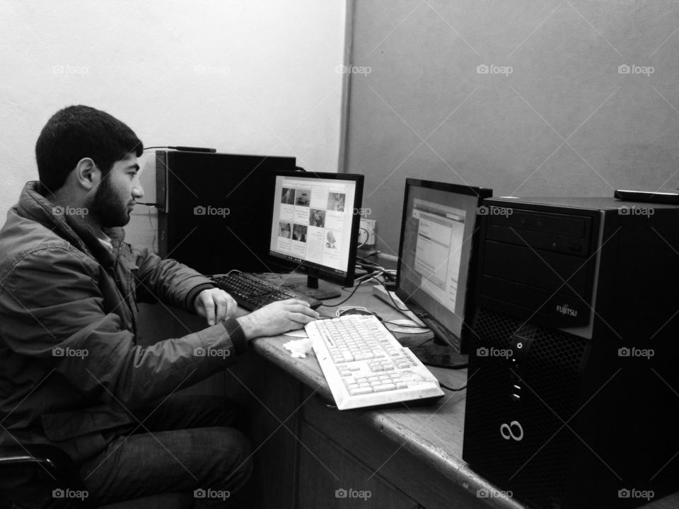 Black and white office worker