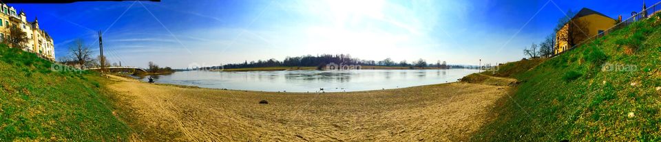 Panorama. Shot of the Elbe River, Germany