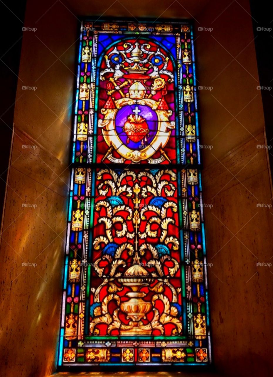 Stained glass window inside of a church—taken in St. Augustine, Florida 