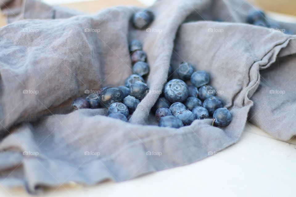Blueberries in fabric