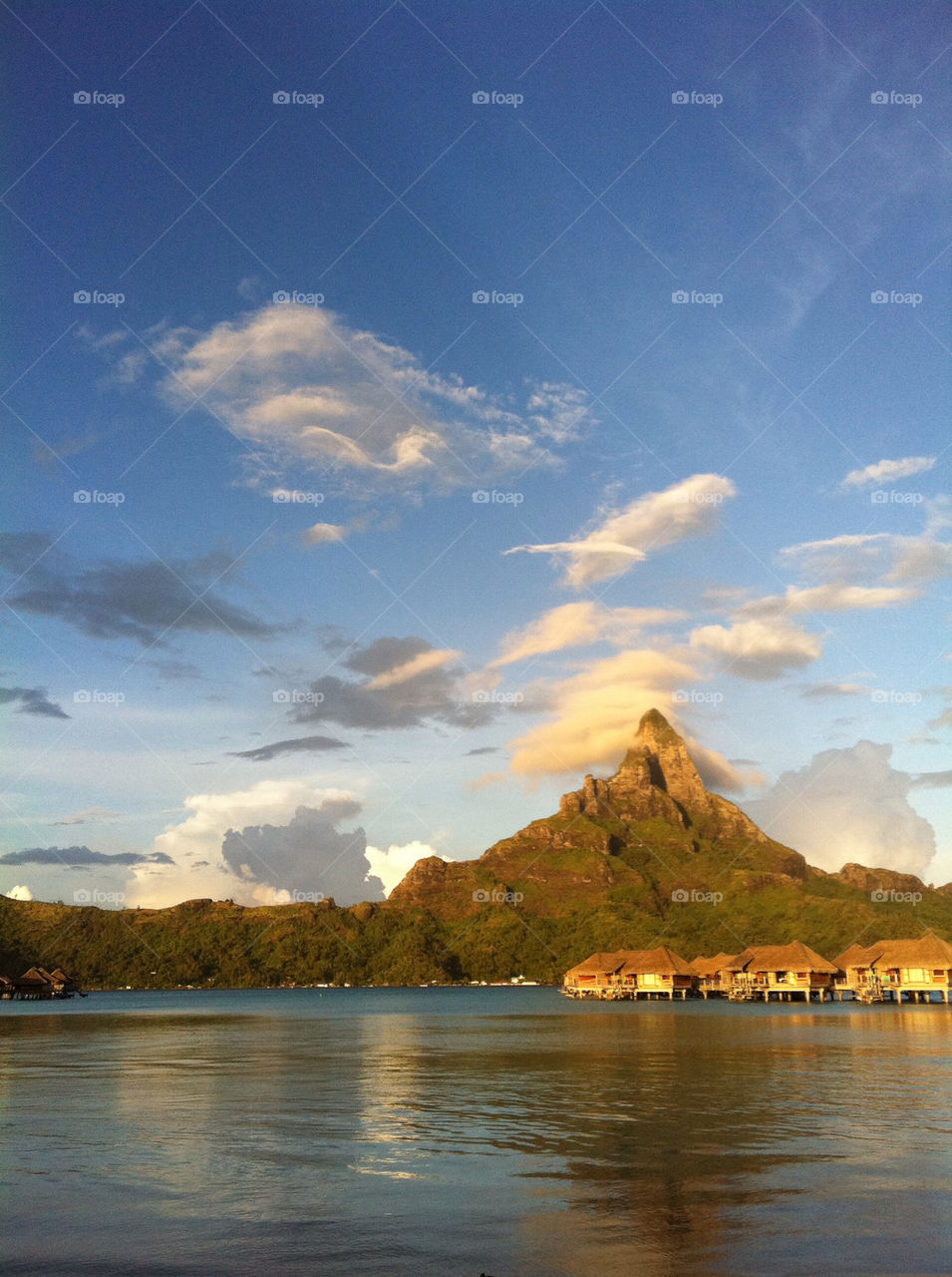 beach ocean sky mountain by patrickshen