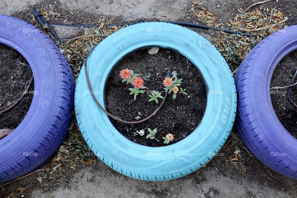 Circular recycled planter