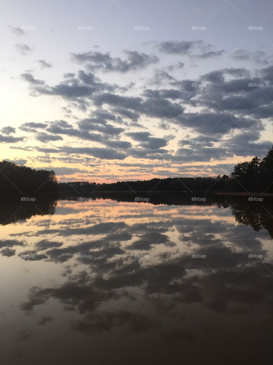 Sunset reflection on West Point Lake, Georgia.