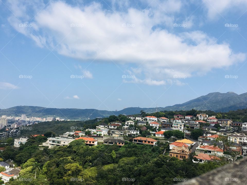 Top hill view of Taipei City 