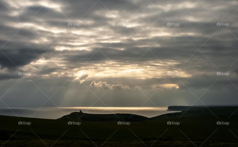 A cloudy sunset over Birling Gap, UK