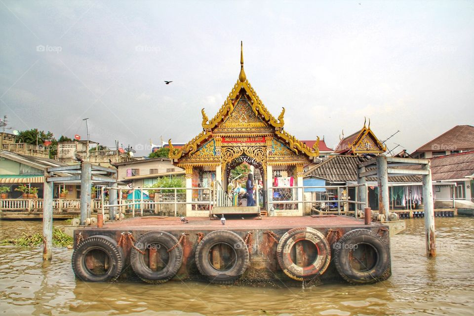 A pier in chao praya river, bangkok, thailand