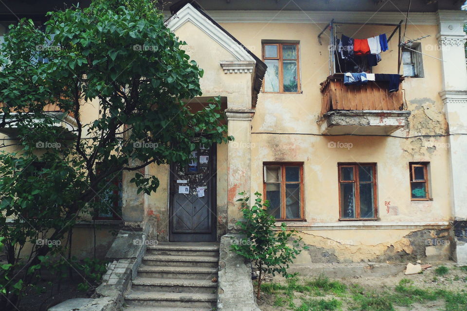 old residential two-storey house in the city of Kiev