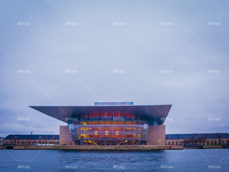 Copenhagen opera theater in the evening