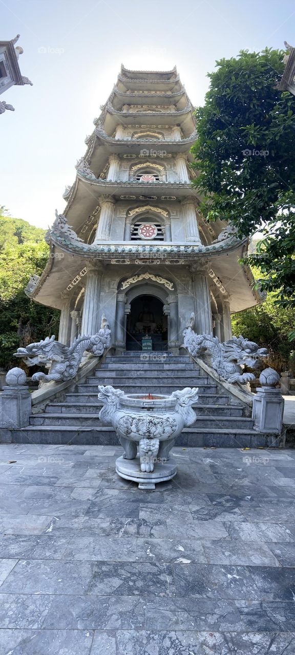 Beautiful temple on the top of marble mountain 