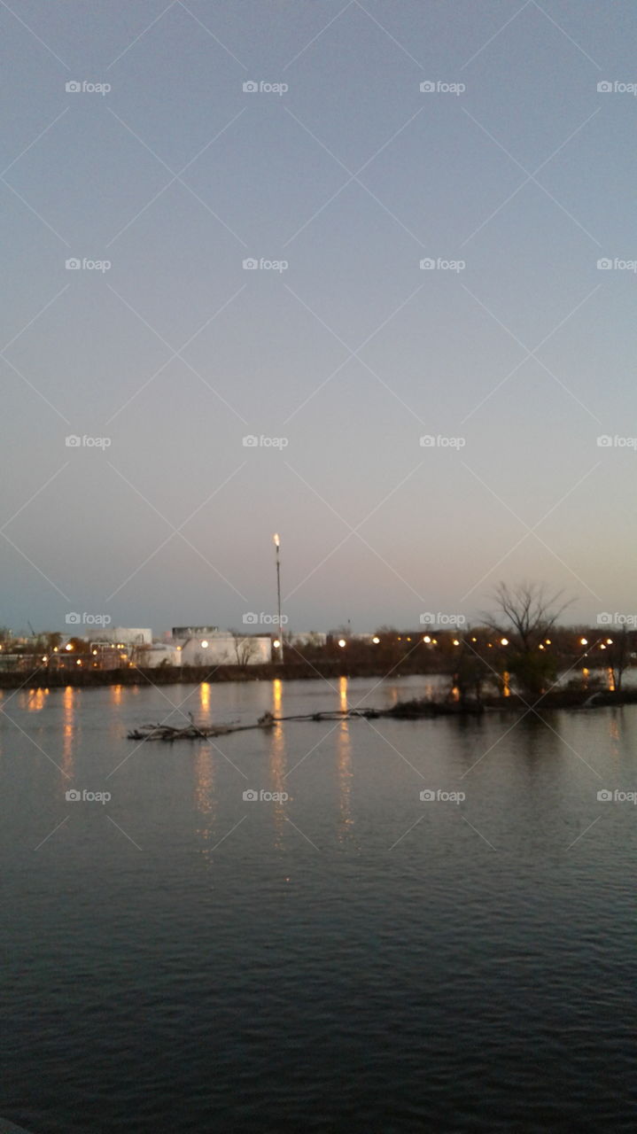Water, Sunset, City, River, Bridge