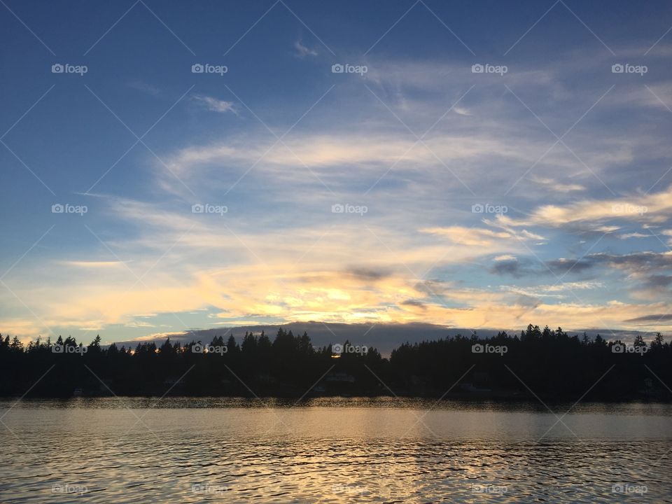 Water, Lake, Dawn, Sunset, Reflection